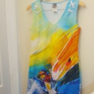 Final Price E4 Simply Art by Dolcezza S Nautical pattern cotton blend dress